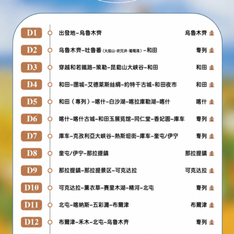 新國列惠享·新疆專列14日游